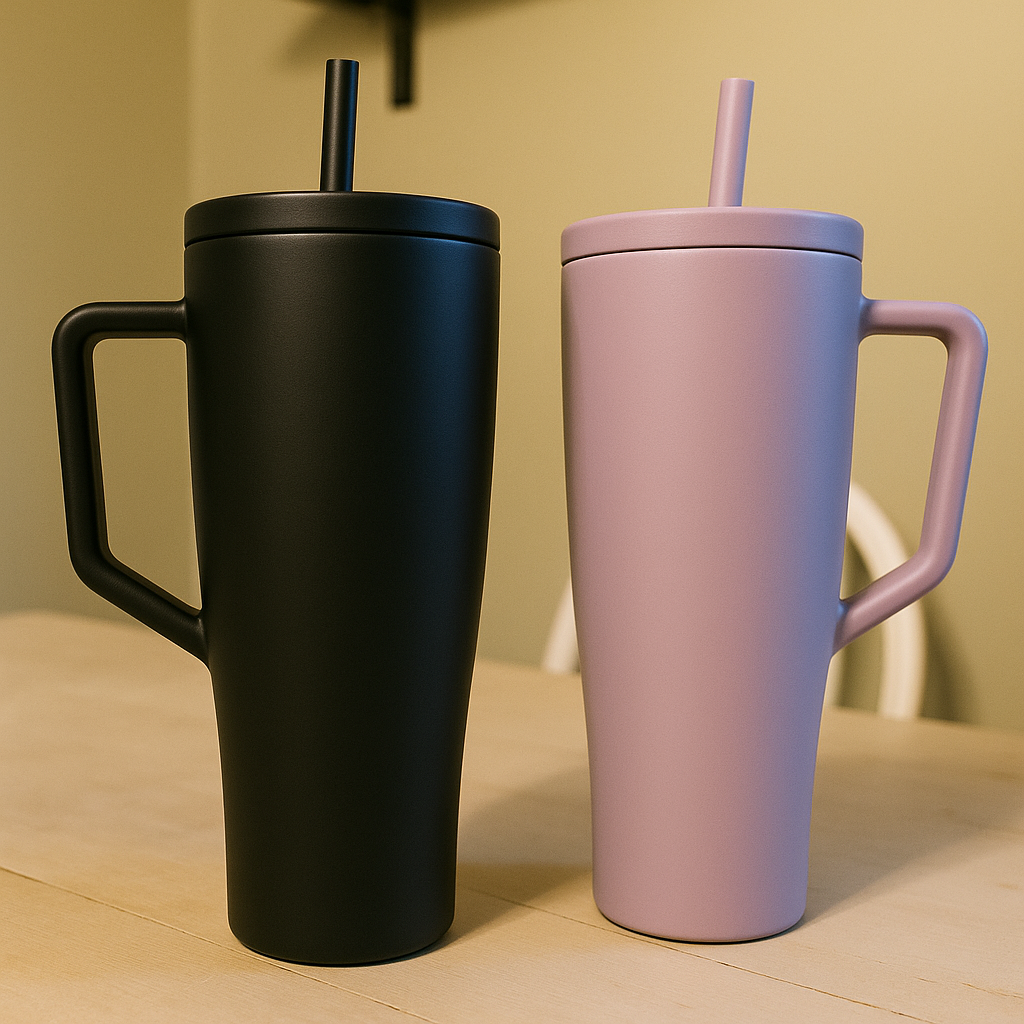 Straw Tumbler usado por Mariana